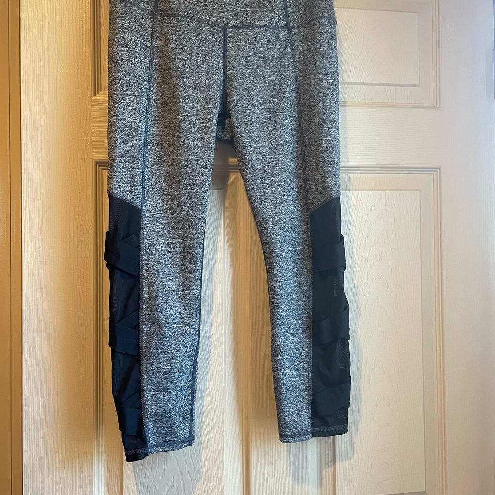 Gray and Black Leggings with‎ Sheer Side Leg Panels, Size Small